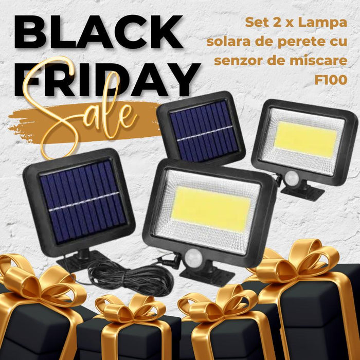 Set 2 x Lampa solara de perete cu senzor de miscare F100