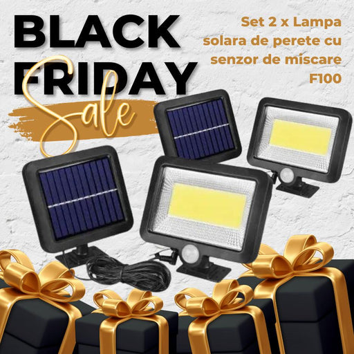 Set 2 x Lampa solara de perete cu senzor de miscare 250W