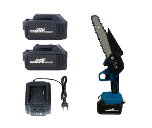 Mini fierastrau electric portabil cu lant/Drujba, 4 Inch, 24V, 4500mAh, Rama ajustabila, 550W, Negru