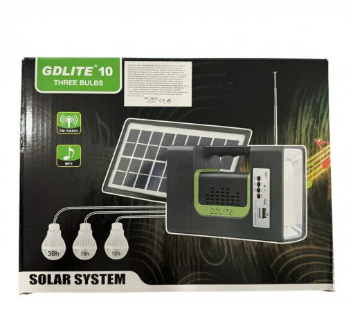 Kit urgență lanterna,radio,încarcător cu 3 becuri cu panou solar portabil,cu lumină laterală